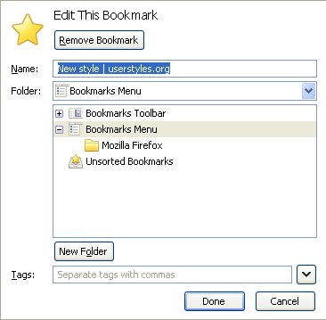 Add Bookmark: Open Folder Tree View