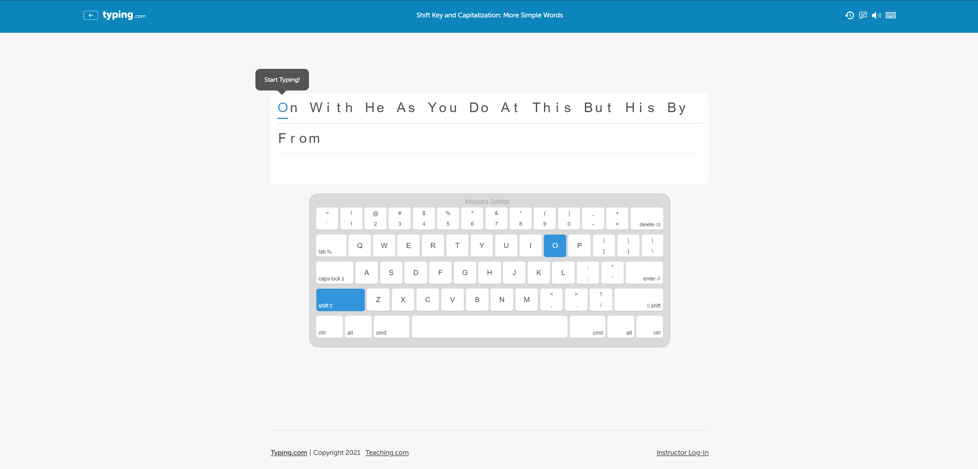 Typing.com lesson interface improved