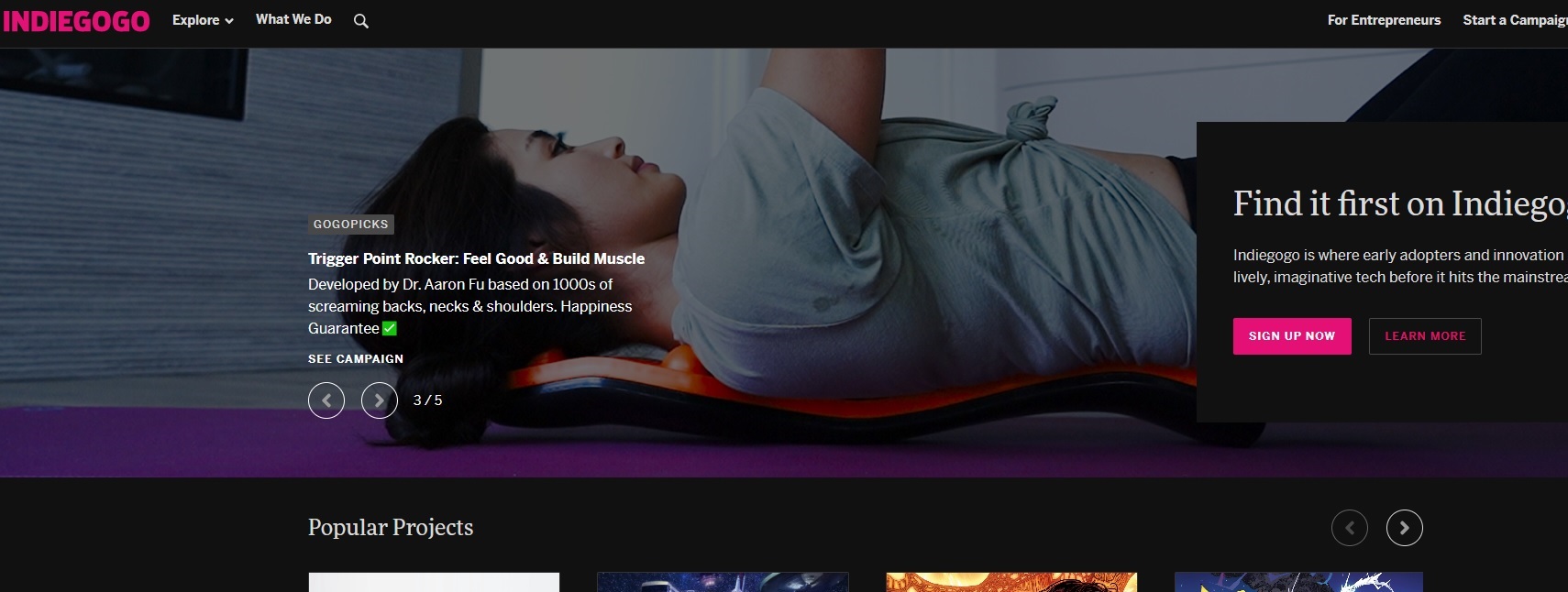 Indiegogo Dark Theme