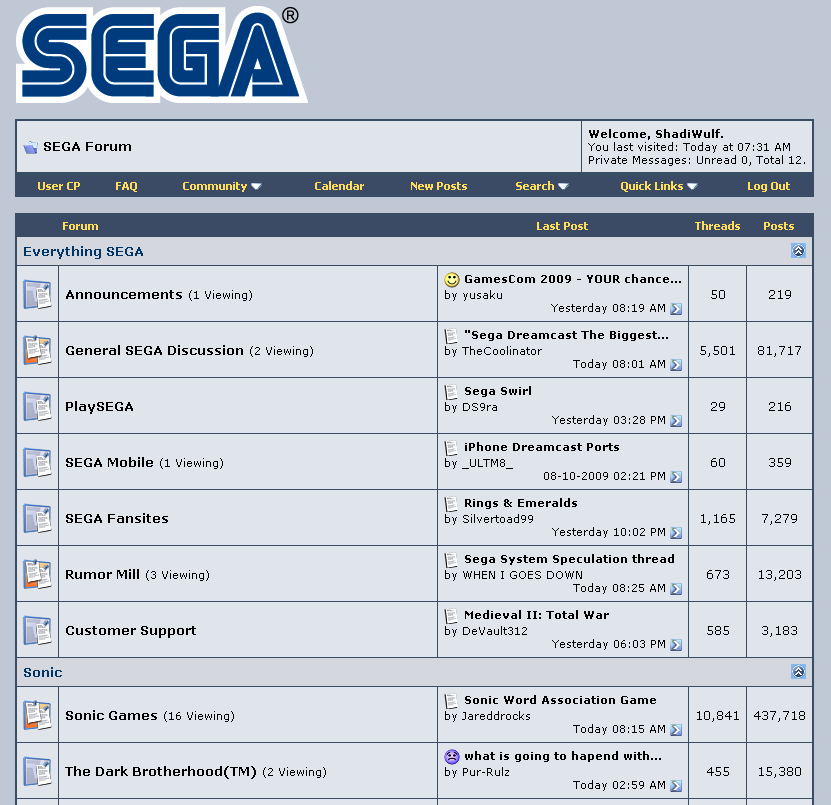 SEGA Forums - SEGA Boards 2004 Style