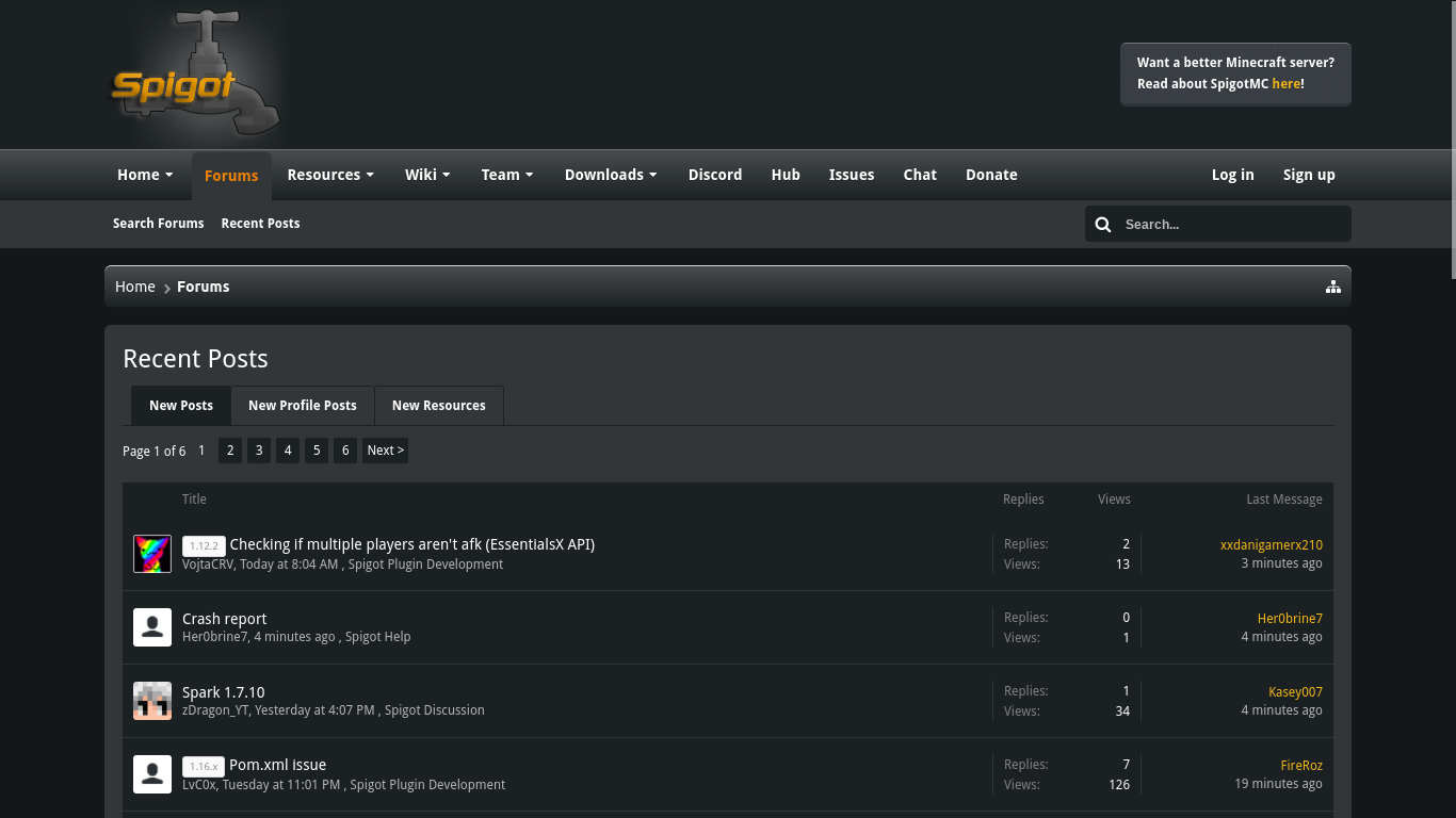 SpigotMC Dark Theme