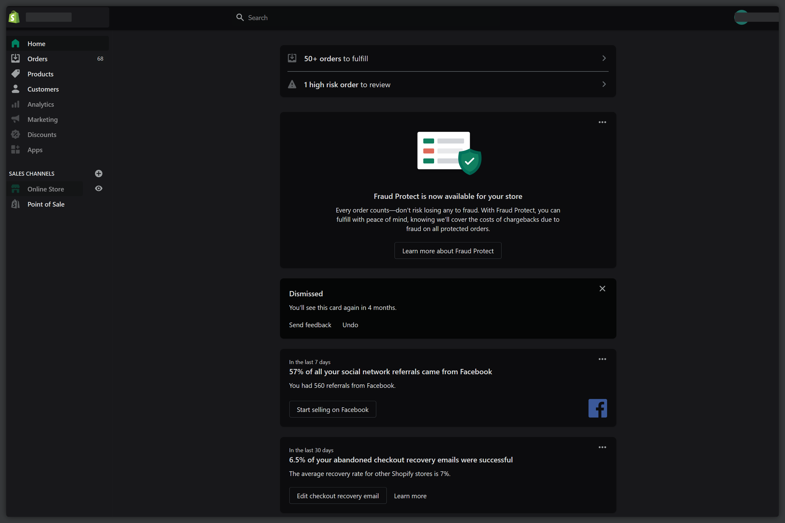 Dark Shopify Admin