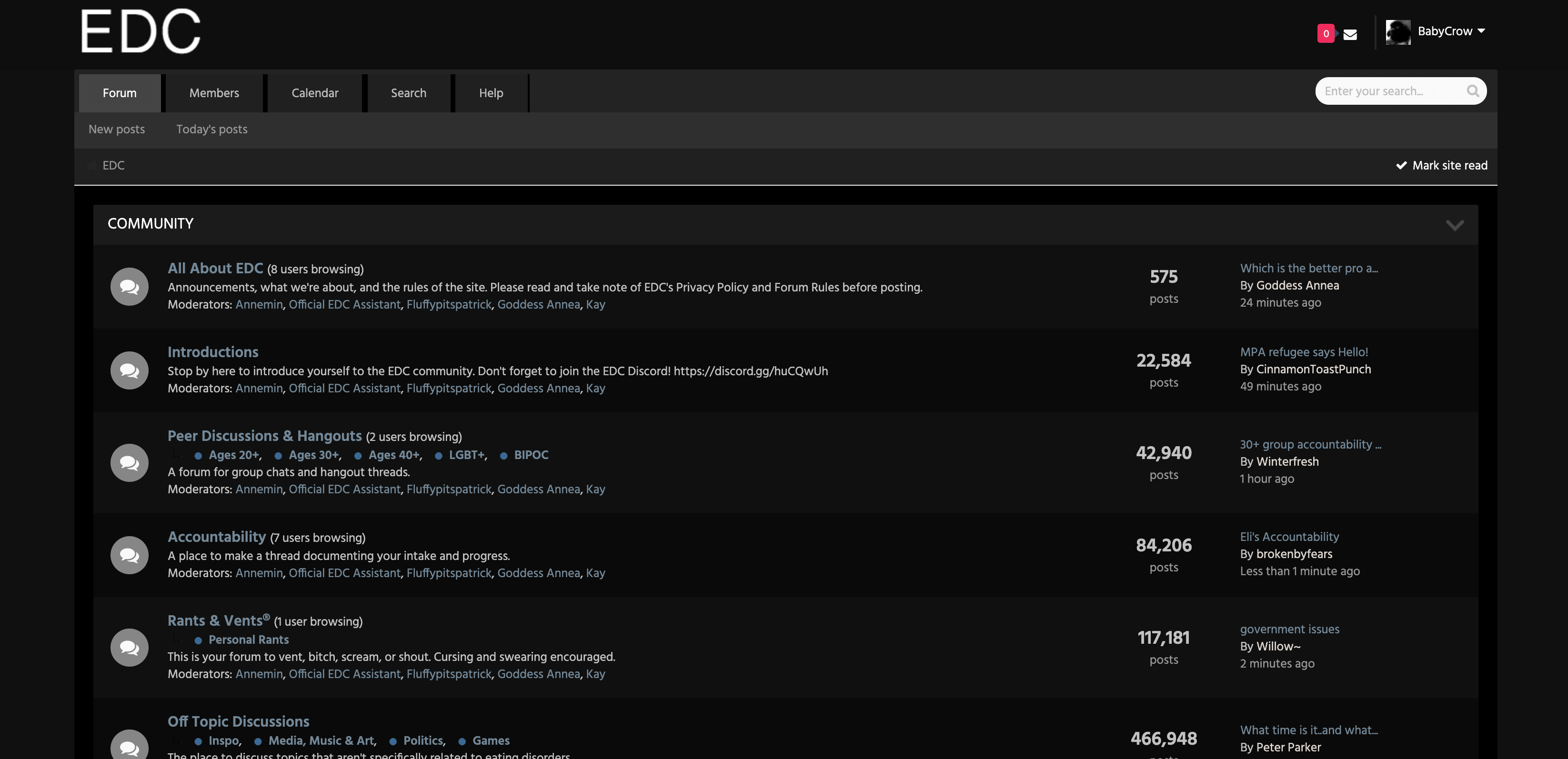 EDC dark theme