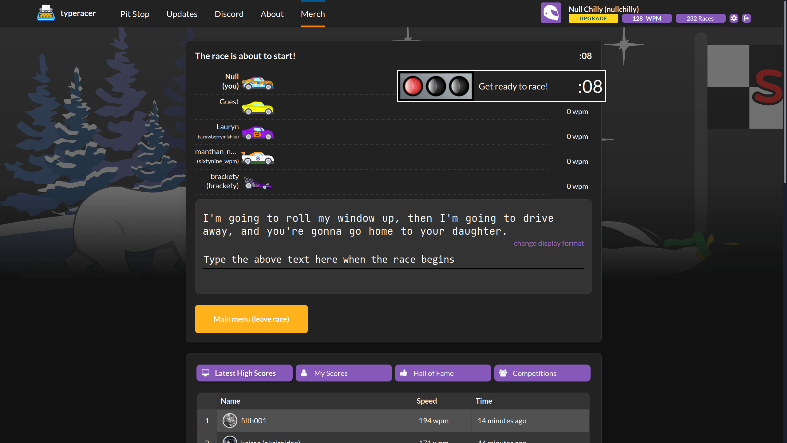 Typeracer - Centralized & Bigger text race section