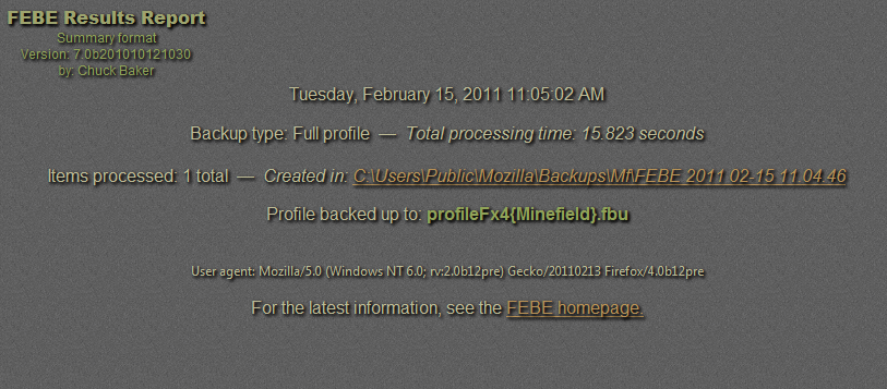 FEBE results page