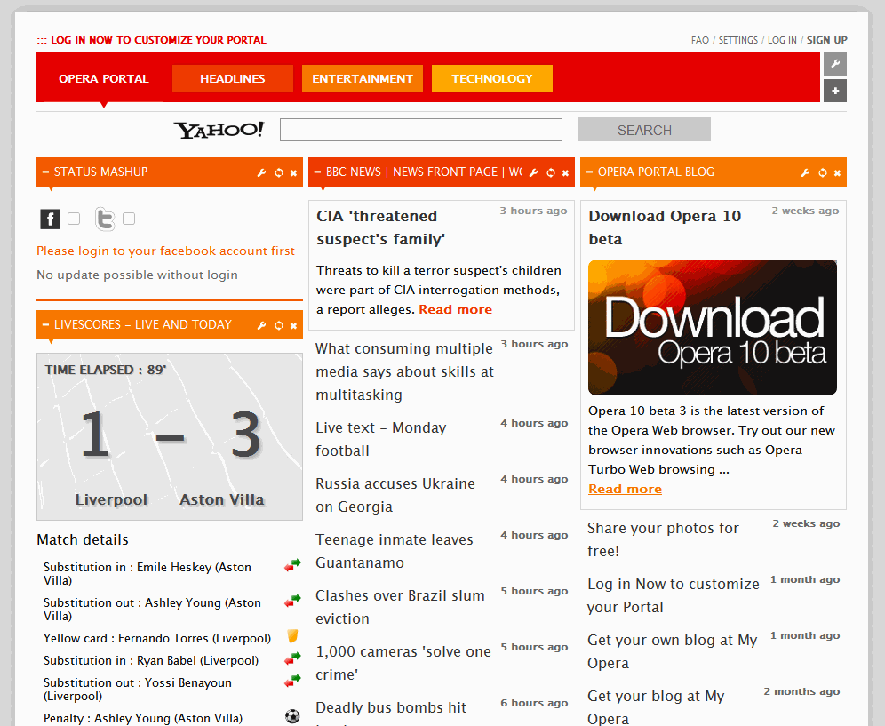 Opera Portal Beta: More legible version