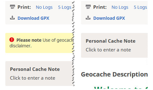 Geocaching.com Hide Disclaimer