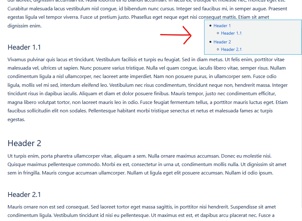 Confluence - Floating TOC