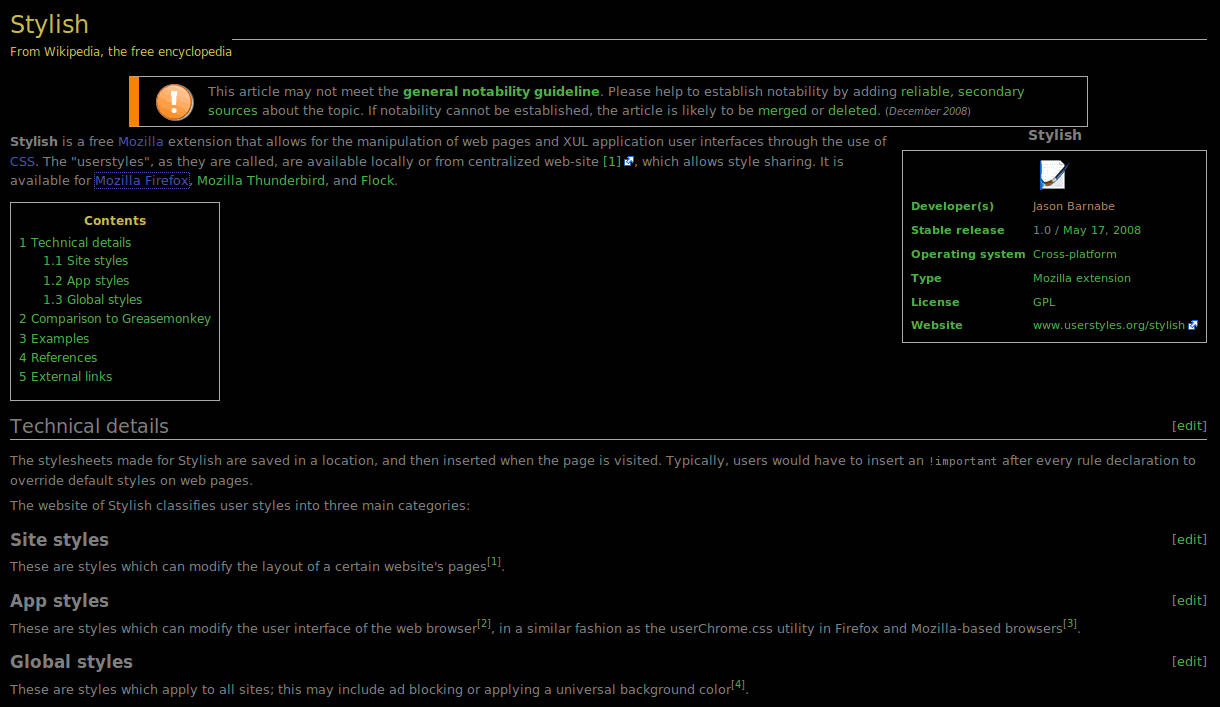 wikipedia - black theme, no header,...