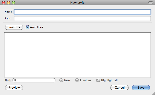 Stylish Editor find bar tweaks