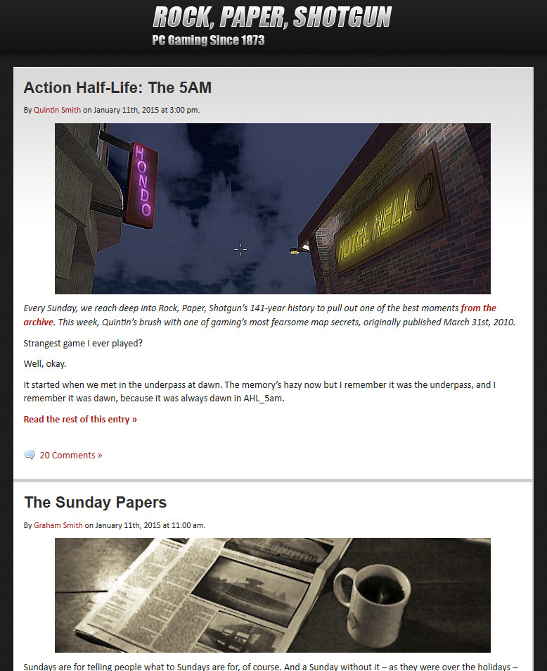 Rock, Paper, Shotgun: just the blog