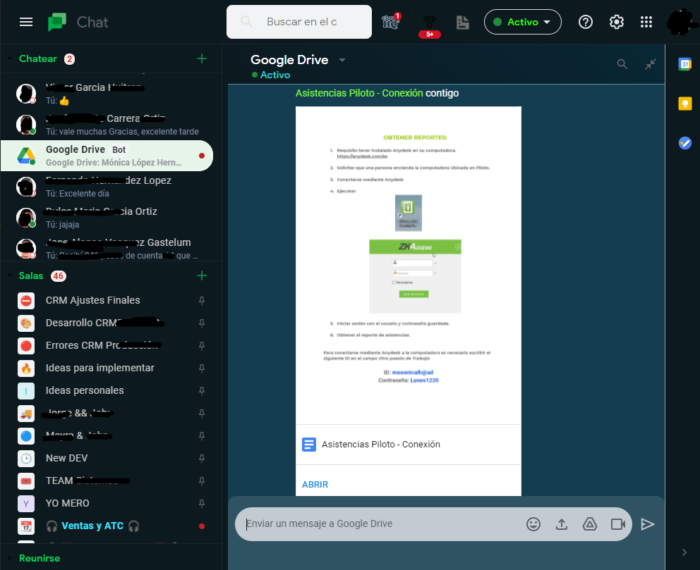 Google Chat - Dark Theme Updated - Gmail Chat