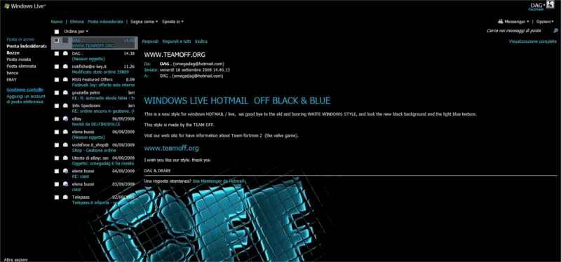 WINDOWS LIVE HOTMAIL  OFF BLACK & BLUE