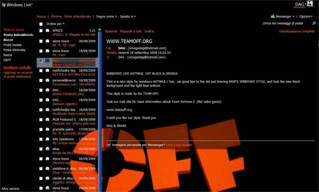 WINDOWS LIVE HOTMAIL  OFF BLACK & ORANGE