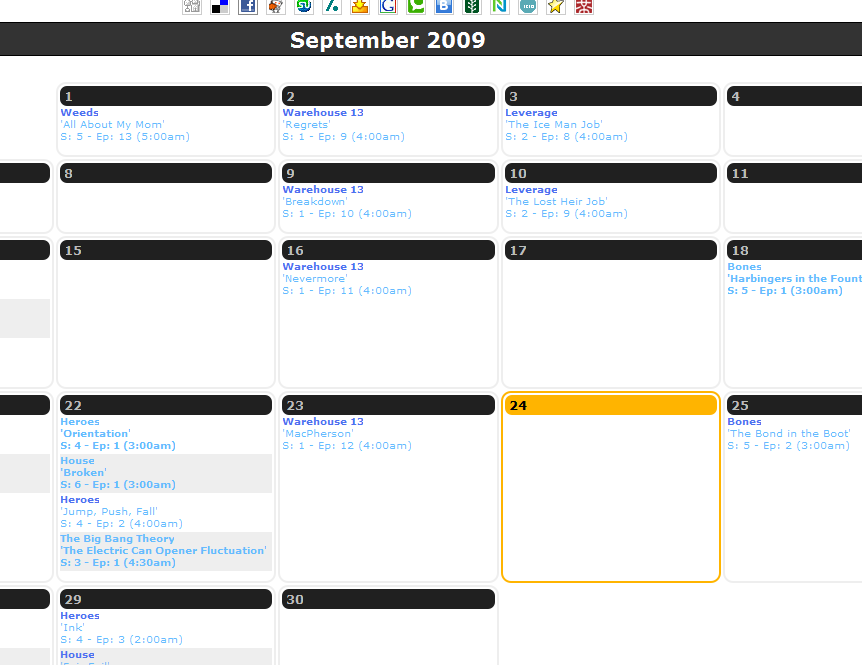 TV Calander - White