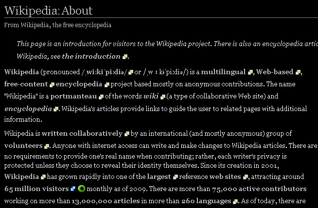 Wikipedia - Black background, Light text