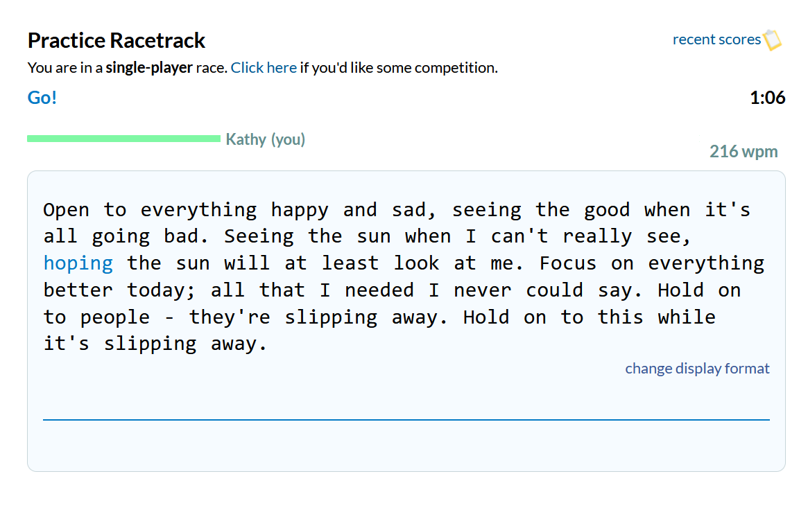 TypeRacer - Minimalistic Colorful Progress Bars