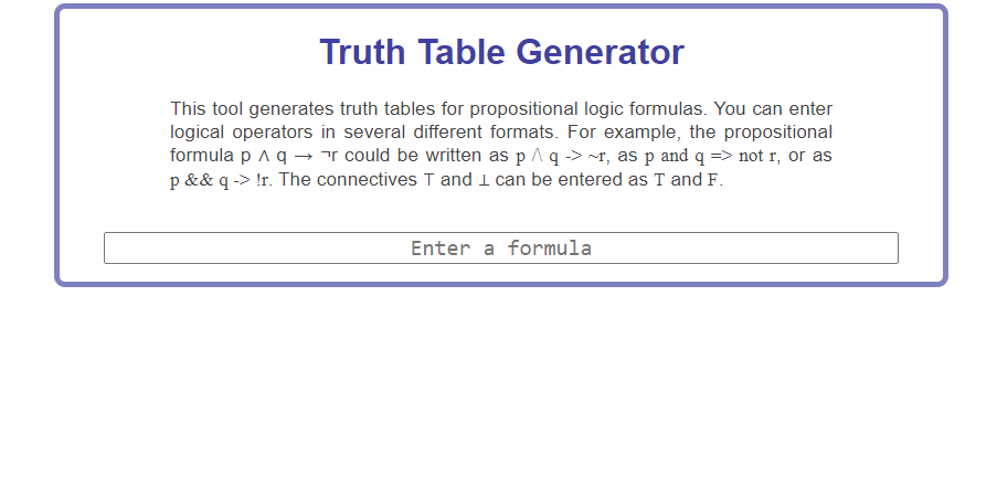Bigger Input for Truth Table Calculator