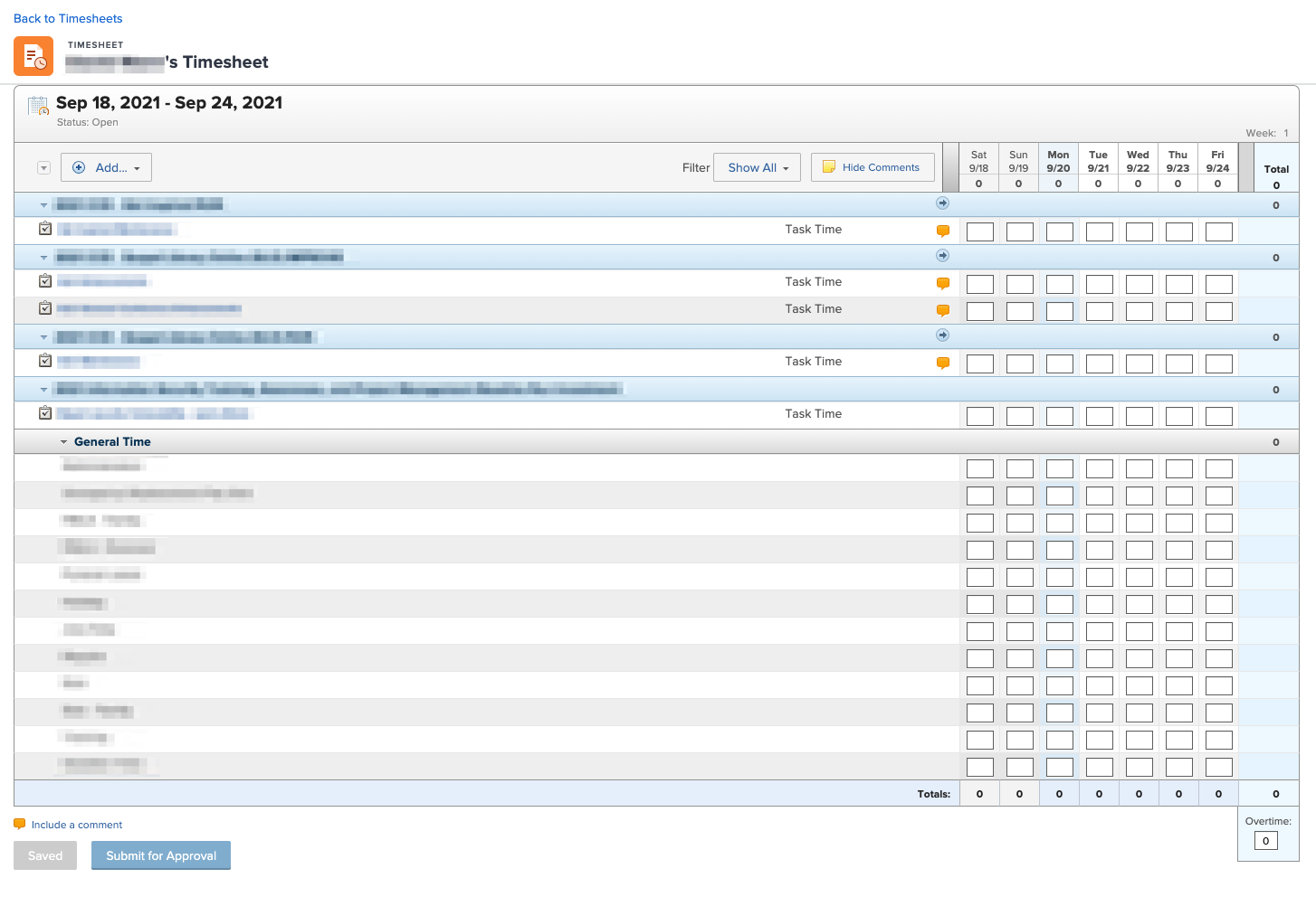 Workfront Timesheet - Alternating Rows