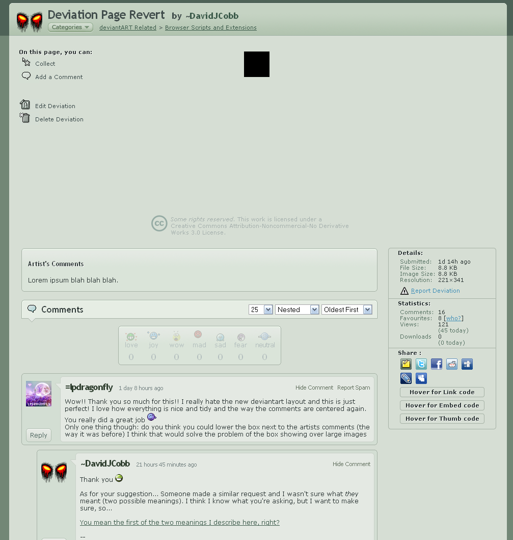 deviantART - Deviation Page Revert (B)