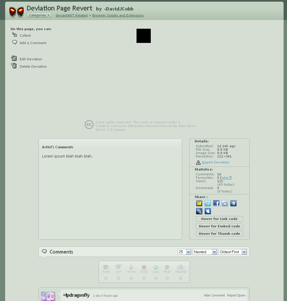 deviantART - Deviation Page Revert (C)