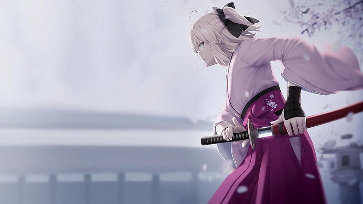 White haired anime girl