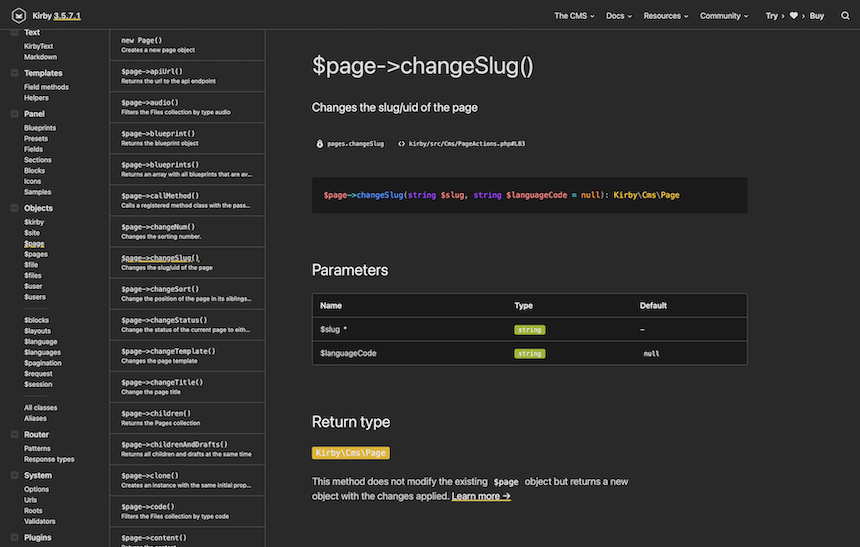 Kirby 3 Docs Dark Mode