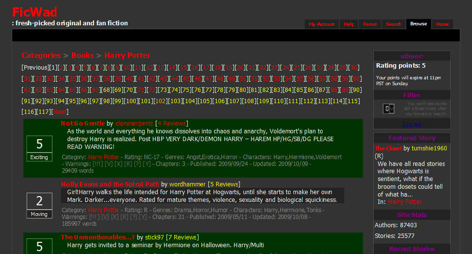 Ficwad.com - Dark theme