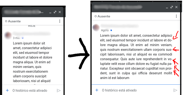 Google Chat wider text