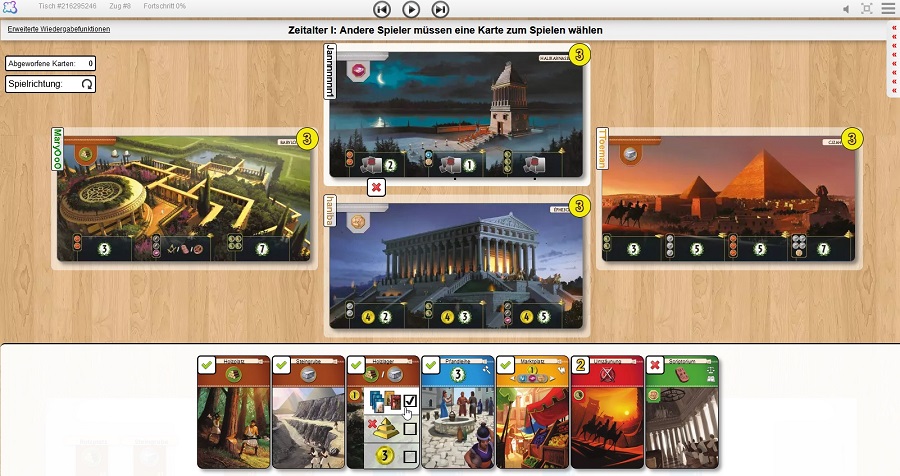 BGA: new UI for 7Wonders (BoardGameArena.com)