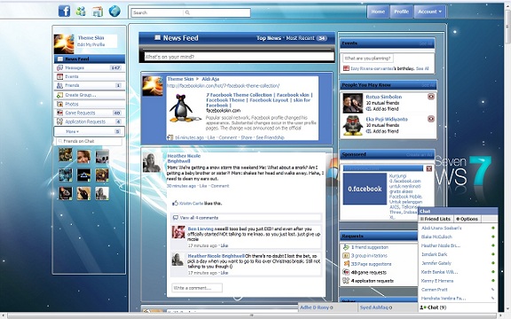 facebook Cool blue W I N D O W S 7