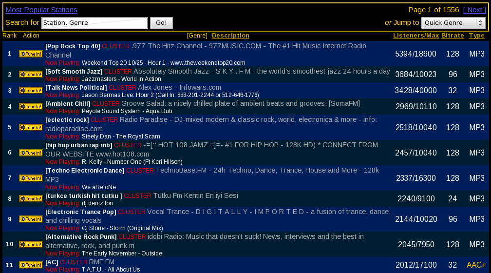 classic.shoutcast.com - clean