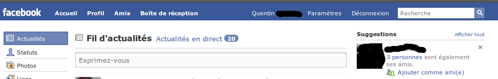 Facebook Welcome bar remover (24/10/09)