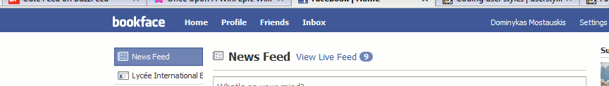changes facebook's main logo into bookface