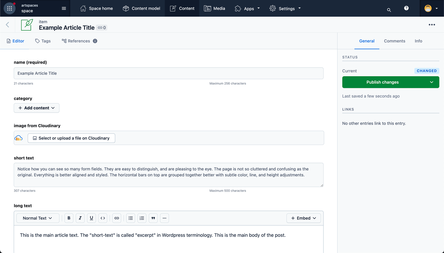 Align and streamline UI elements (Contentful)