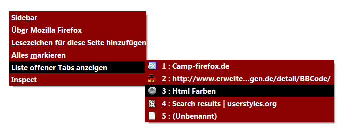 Firefox 3.6 - Popups, Menupopups - Dark Red