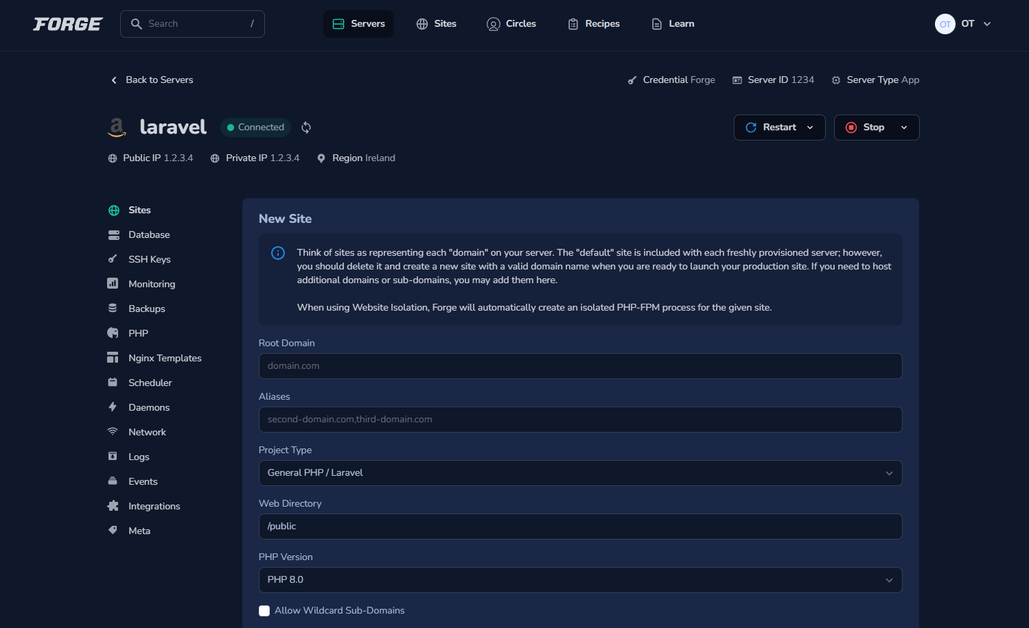 Dark mode for Laravel Forge