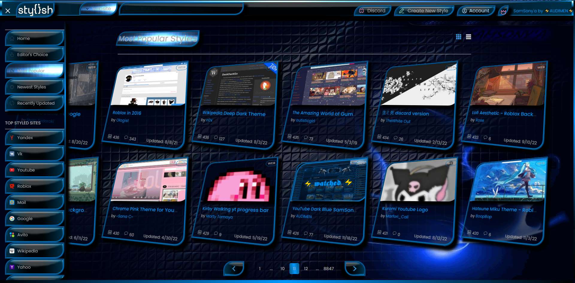 USERSTYLES Dark Blue SamSony'a (Animated)