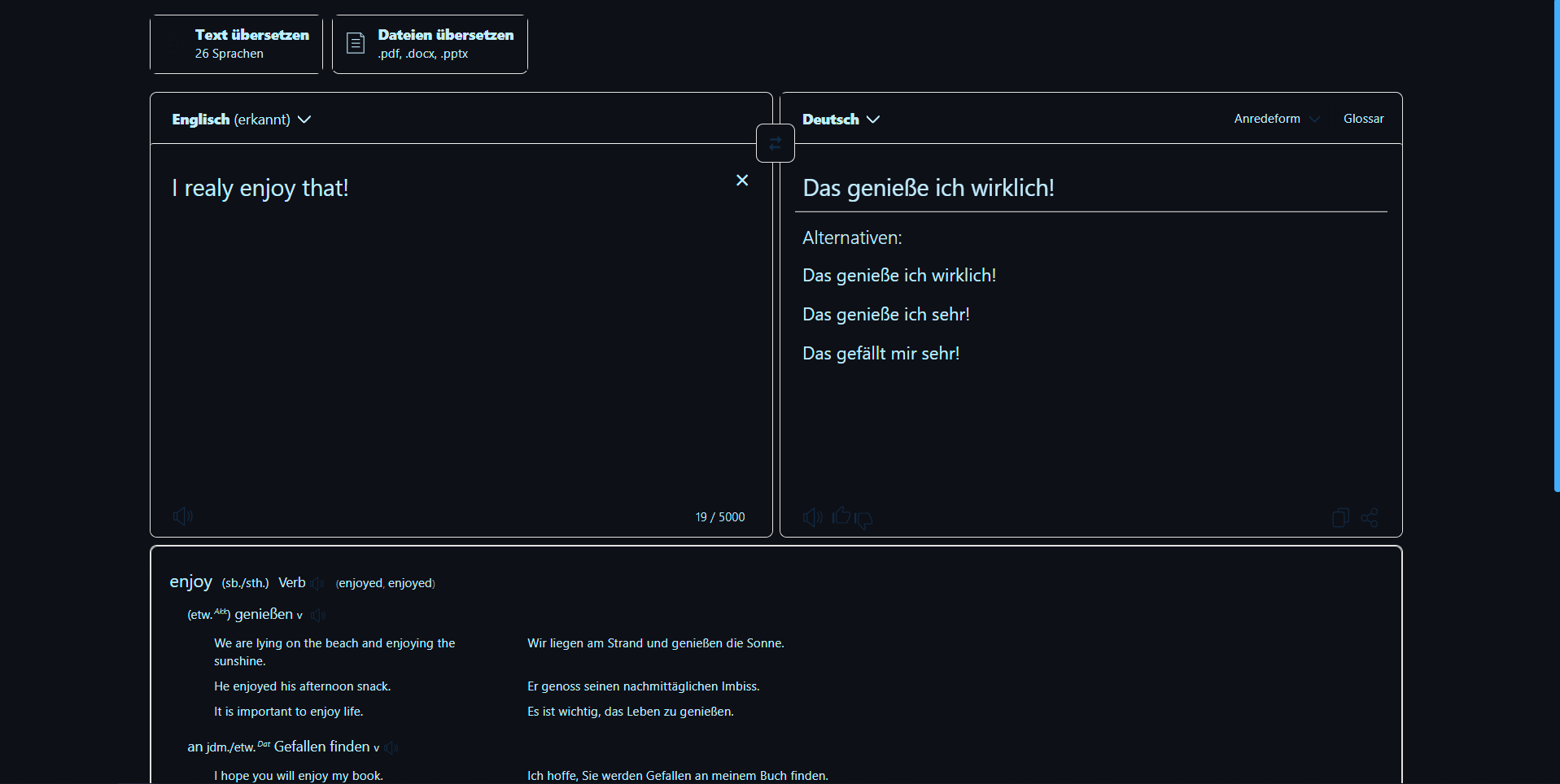 Deepl - Clean and Dark