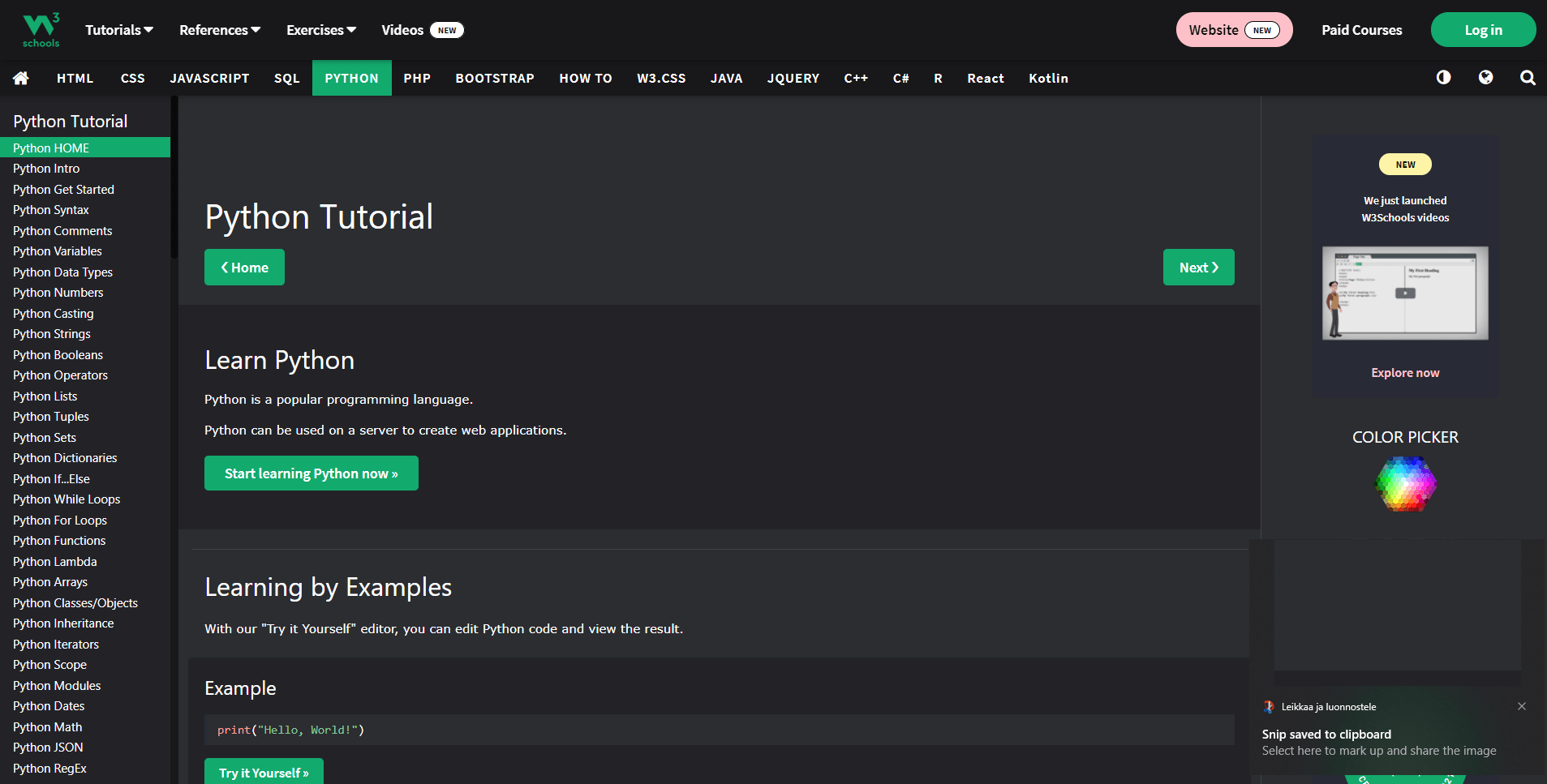 W3Schools Darkmode U