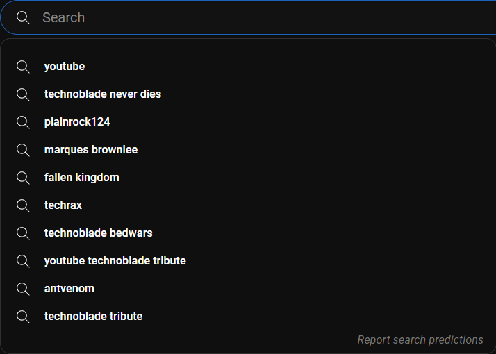 Dark YouTube Search Bar