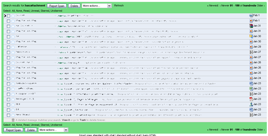 Gmail with different attachment icons
