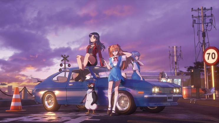 Anime girls w car
