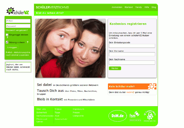 greenVZ (schuelerVZ in Grün)