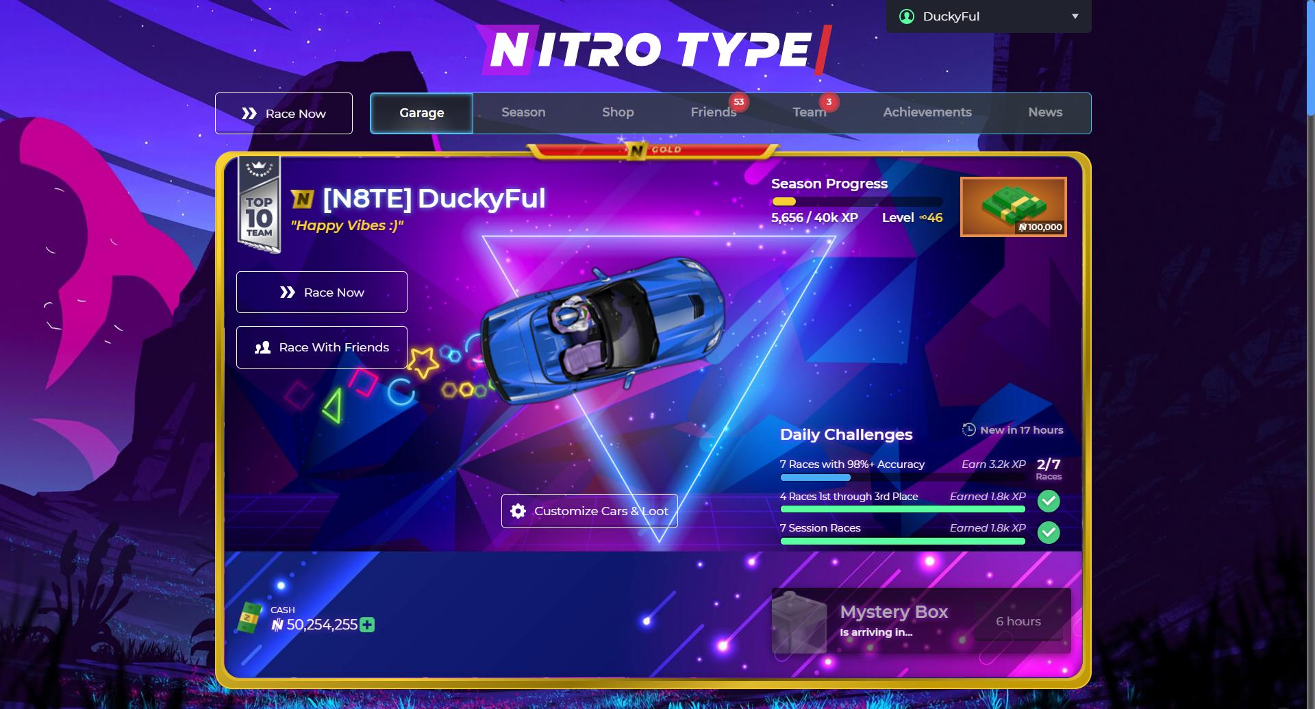 Neon Theme Nitro Type