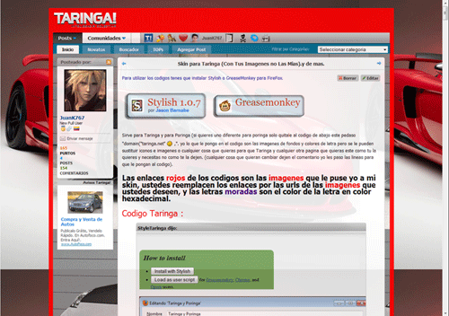Taringa Cars + Tutorial