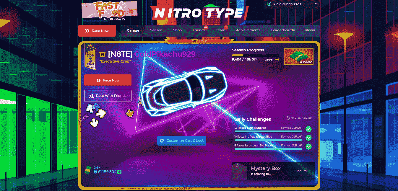 Neon NitroType 2022 Theme