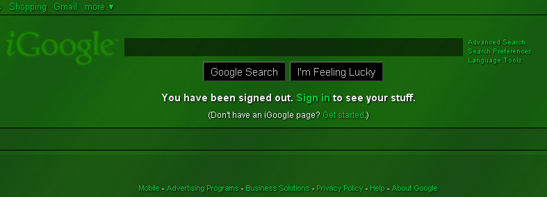 Google/iGoogle GREEN, CLEAN, and MEAN =)