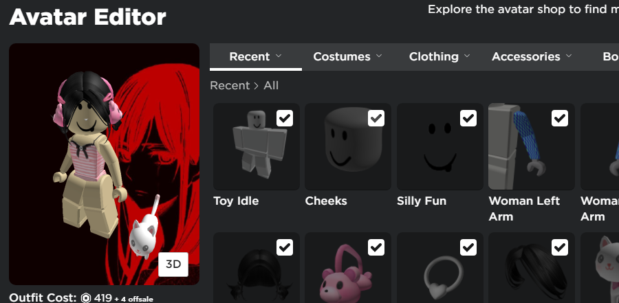 red girl roblox avatar custom bg