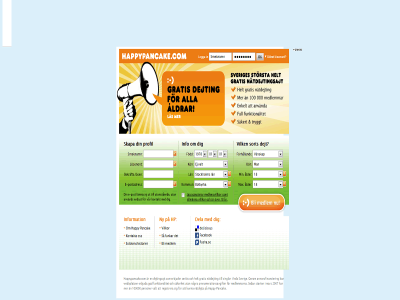 Centrerad Happypancake utan reklam